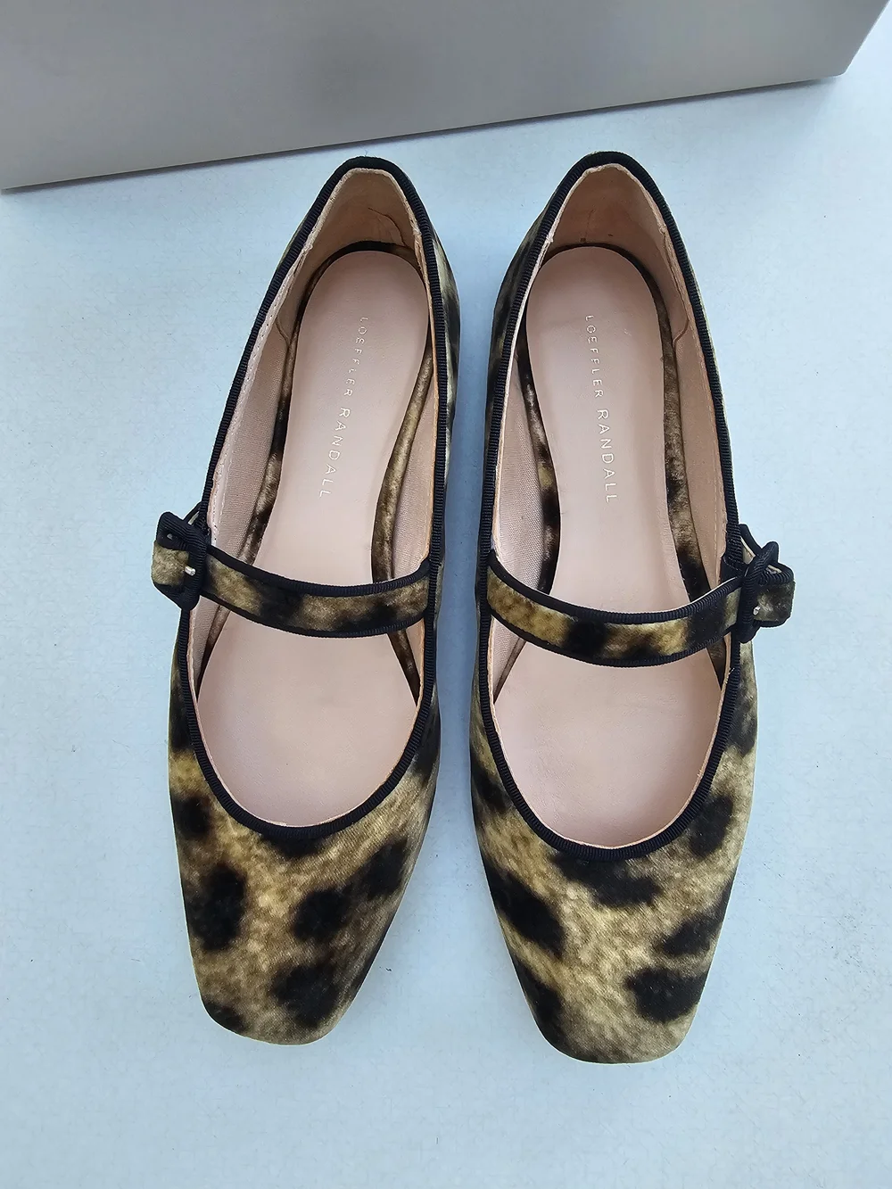 Loeffler Randall Ginger Leopard Velvet Mary Jane Flats